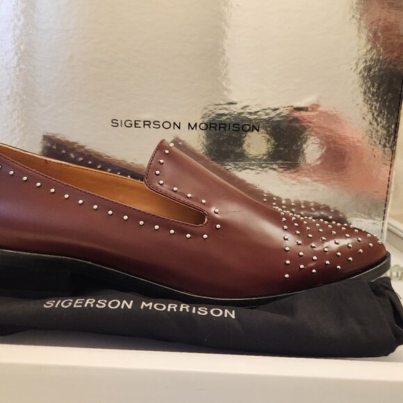 Sigerson Morrison Italian Leather "Edna" Studded Loafers. NIB. Size 8.5 - Picture 1 of 13